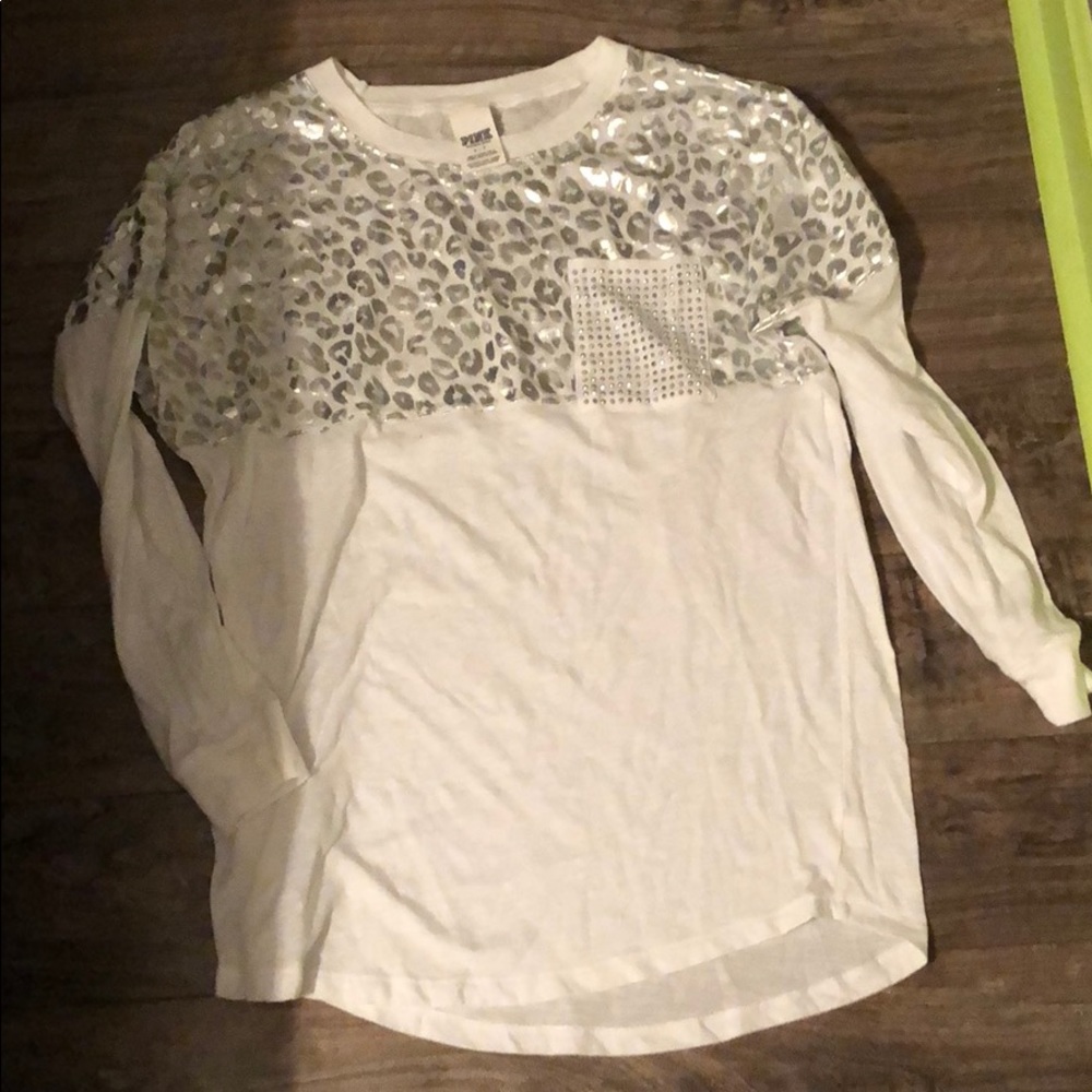 Long sleeved white Pink Victoria Secret top